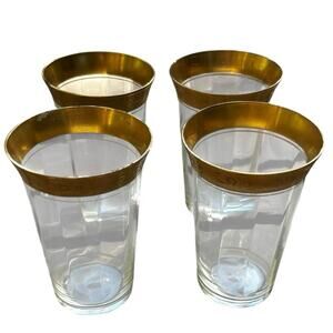 Set of 4 Vintage Tiffin Franciscan Gold Rimmed Glassware Juice Glass Mad Men